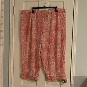 Secret Treasures Coral Pink Paisley Lounge Pants/PJ Cropped Bottoms (Size 3X)
